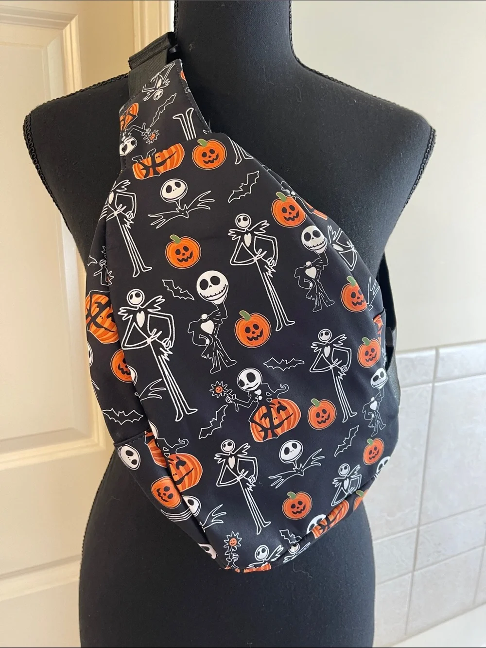 Halloween Jack Skeleton Sling Backpack - Black & Orange